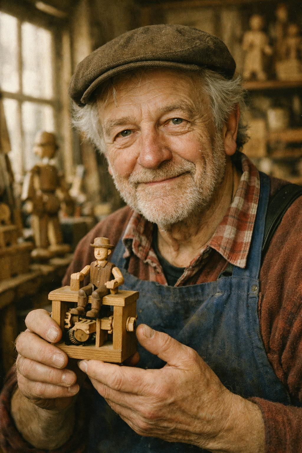 Geert Hautekiet with one of his automata