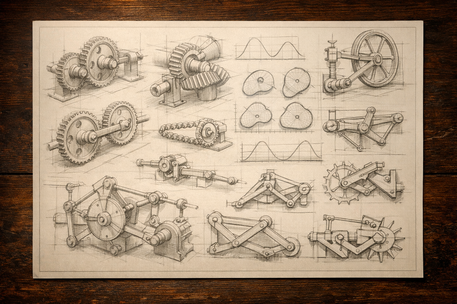 Kinetic art print — automata illustration